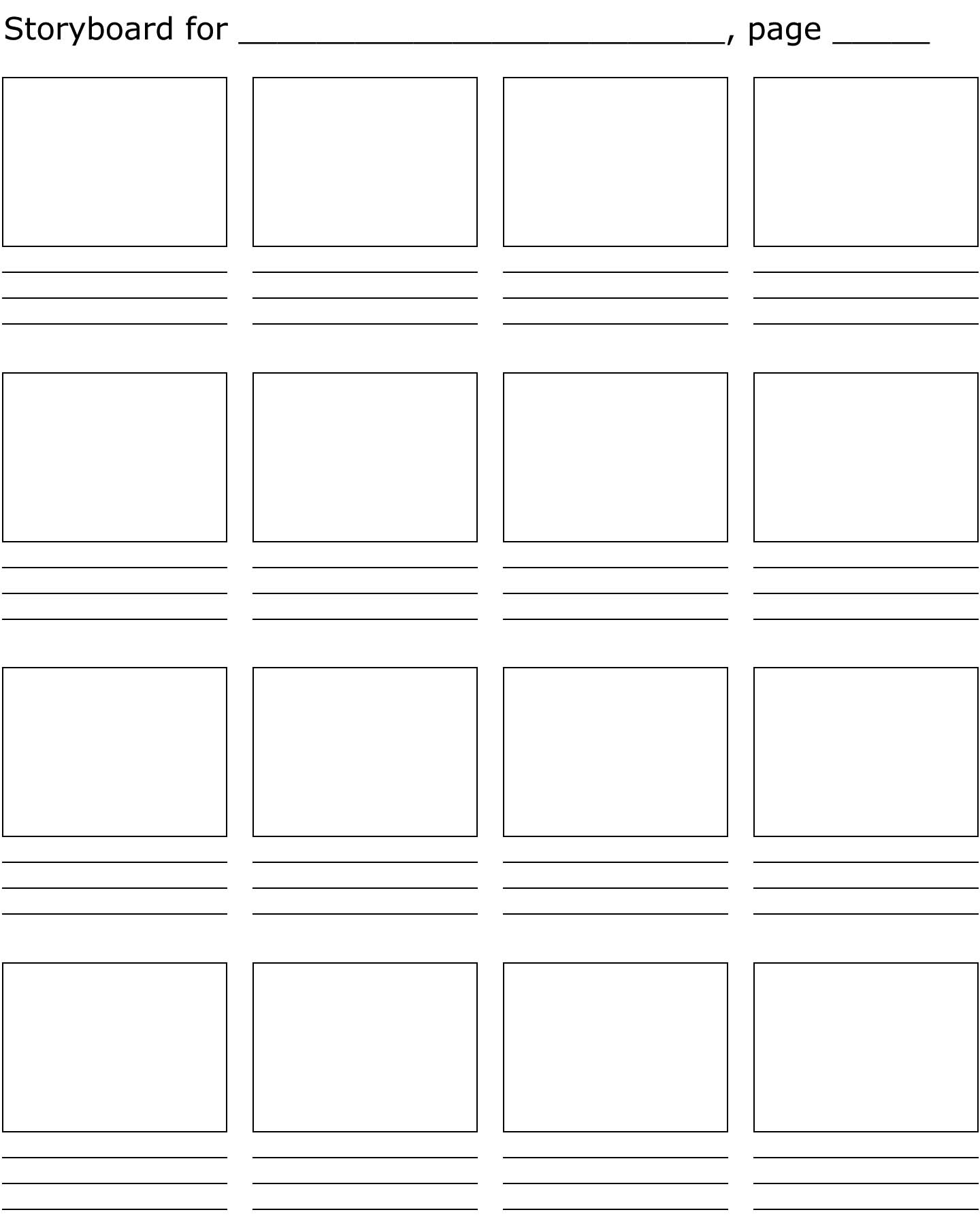 Story Board Template Super Photo Graphics ARTistic Experience